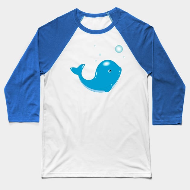Blue whale Baseball T-Shirt by EvaMok88